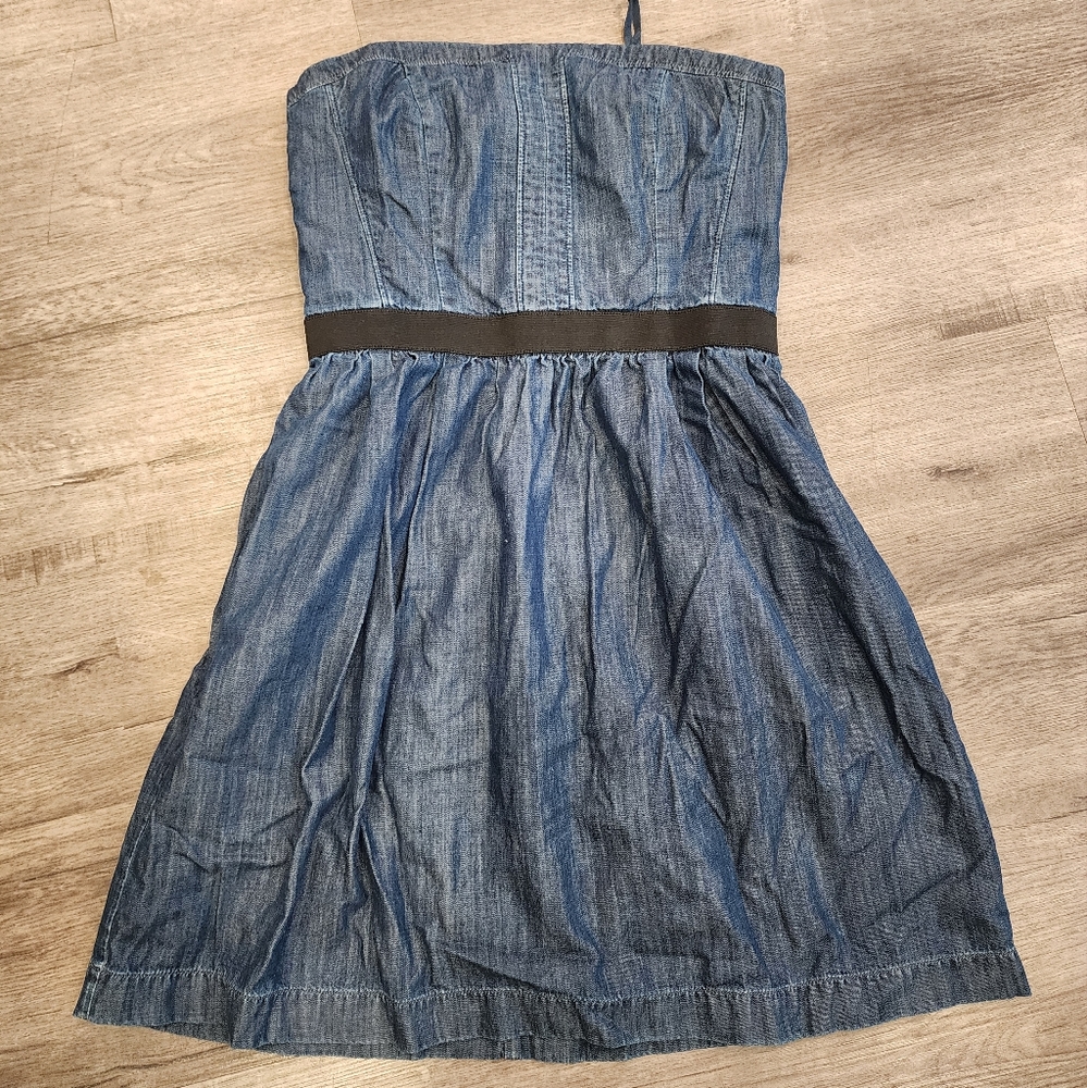 CLUB MONACO STRAPLESS Demin DRESS